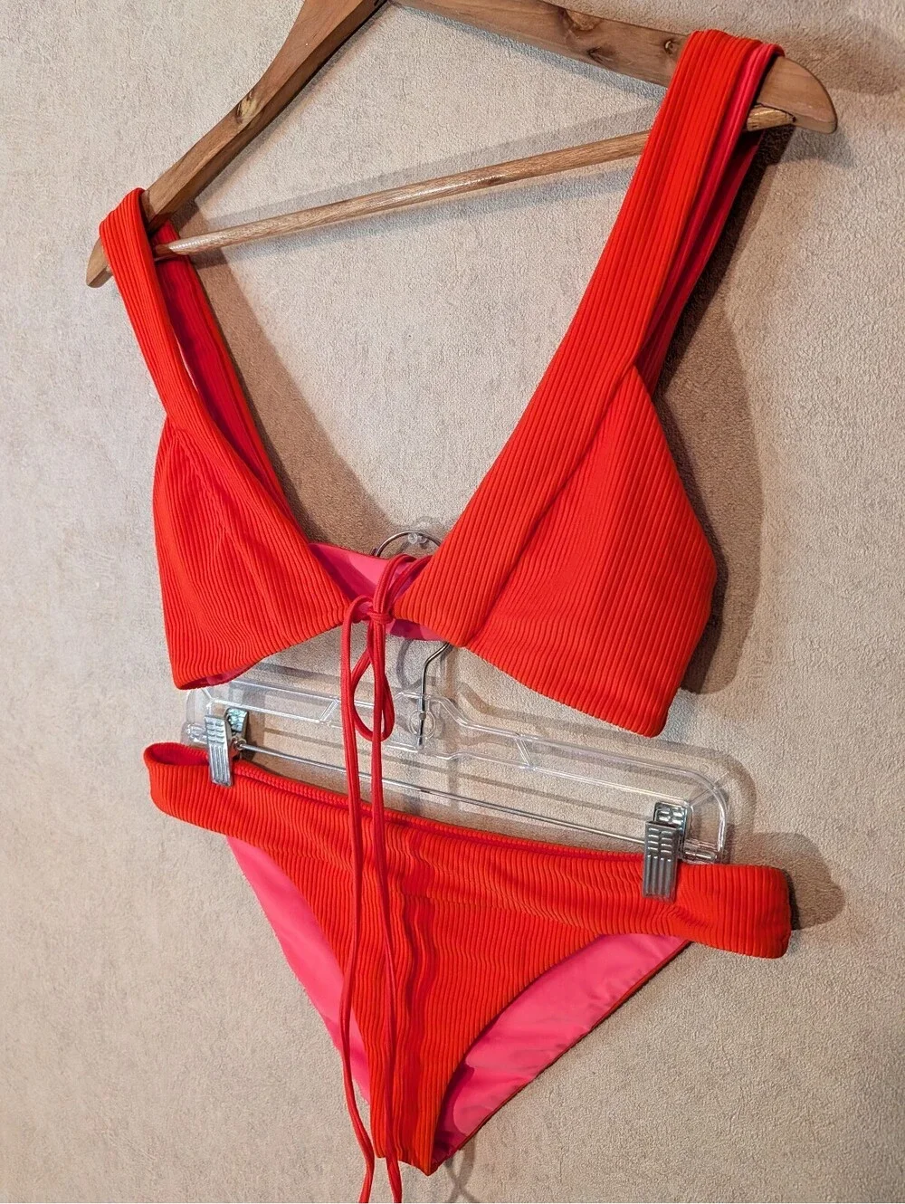 LOVERS AND FRIENDS Sade orange ribbed two piece bikini set sz S/L
